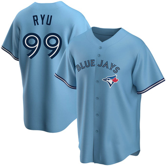 Men's Hyun Jin Ryu Toronto Blue Replica Powder Alternate Baseball Jersey (Unsigned No Brands/Logos)