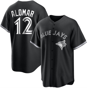 Youth Roberto Alomar Toronto Black/White Replica Baseball Jersey (Unsigned No Brands/Logos)